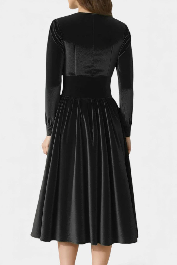 Cordélia Robe Midi de Noël en Velours à Encolure Carrée