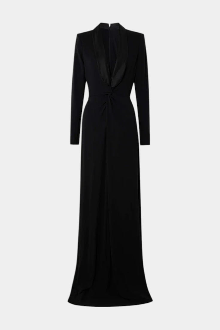 Talara Robe Ajustée à Manches Longues et Décolleté en V Profond
