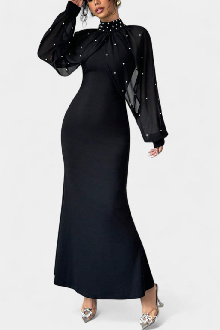 Atenea Robe Halter en Maille Perlée à Silhouette Ajustée