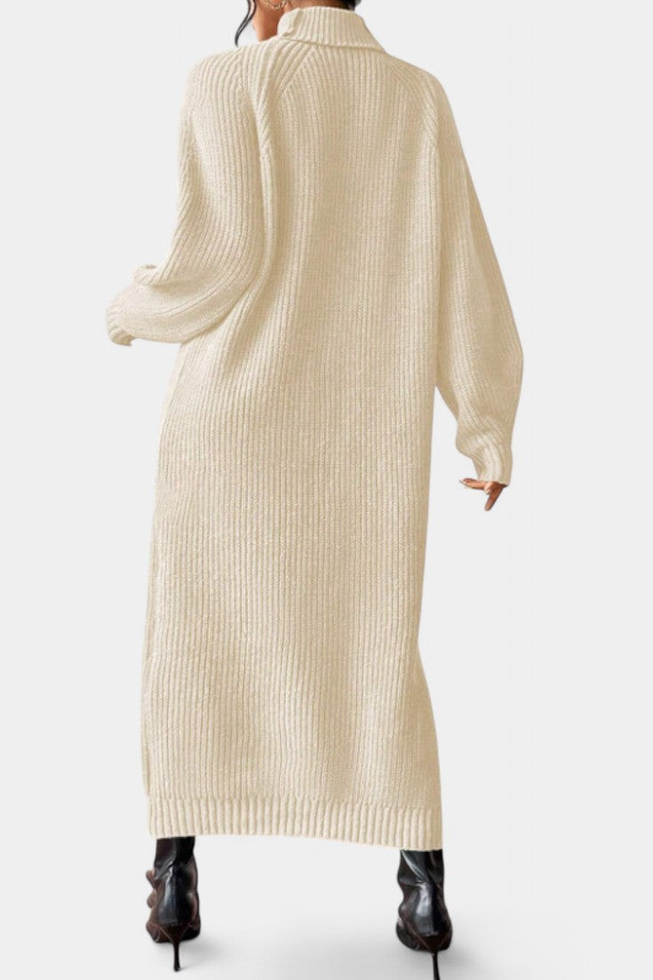 Liliriane Robe Pull Midi Tricotée à Col Roulé