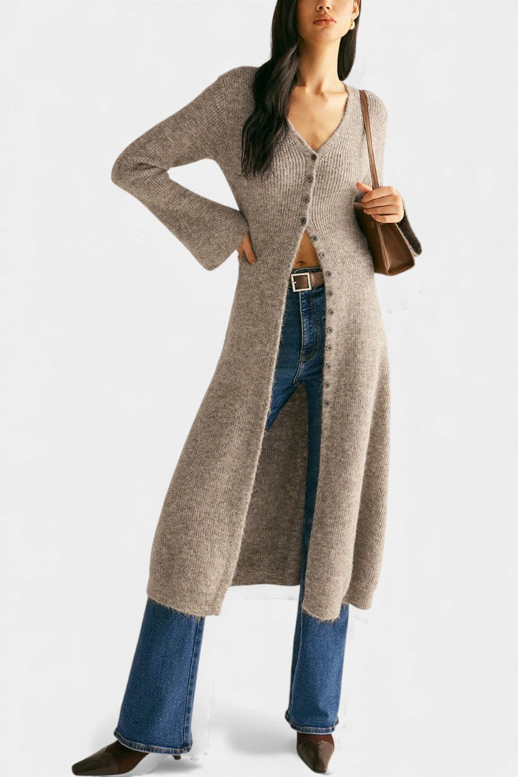 Dorénia Robe Pull Midi Décolleté V avec Fente