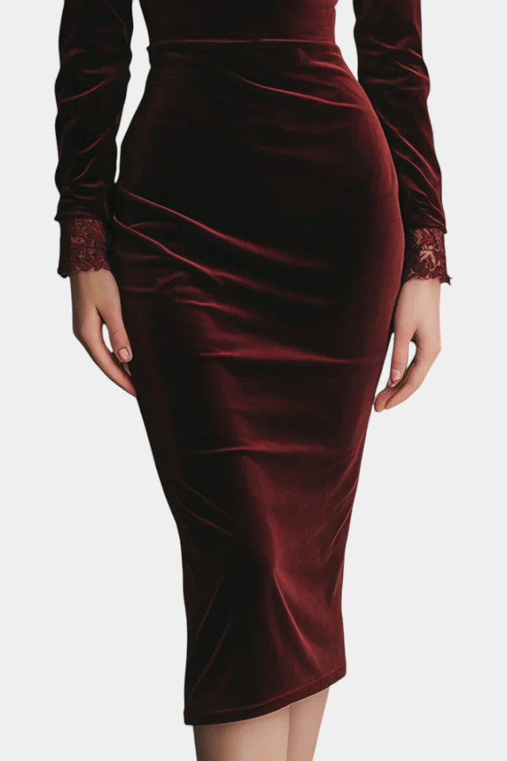 Radegondé Robe Midi en Velours et Dentelle