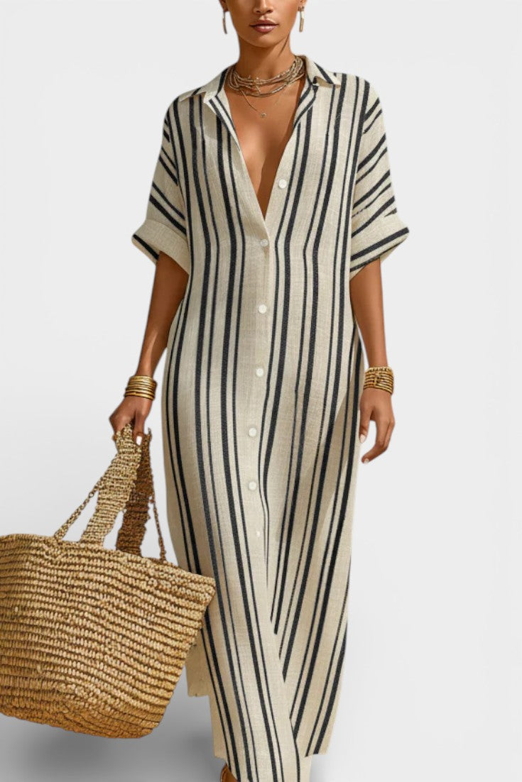 Carter Robe Longue Chemise Rayée Mélangé