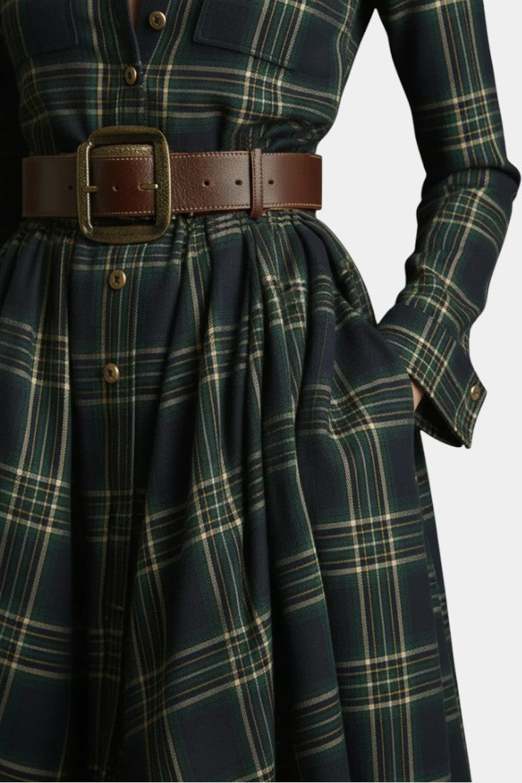 Eustellia Robe Longue à Carreaux d’Esprit Ethnique Rétro