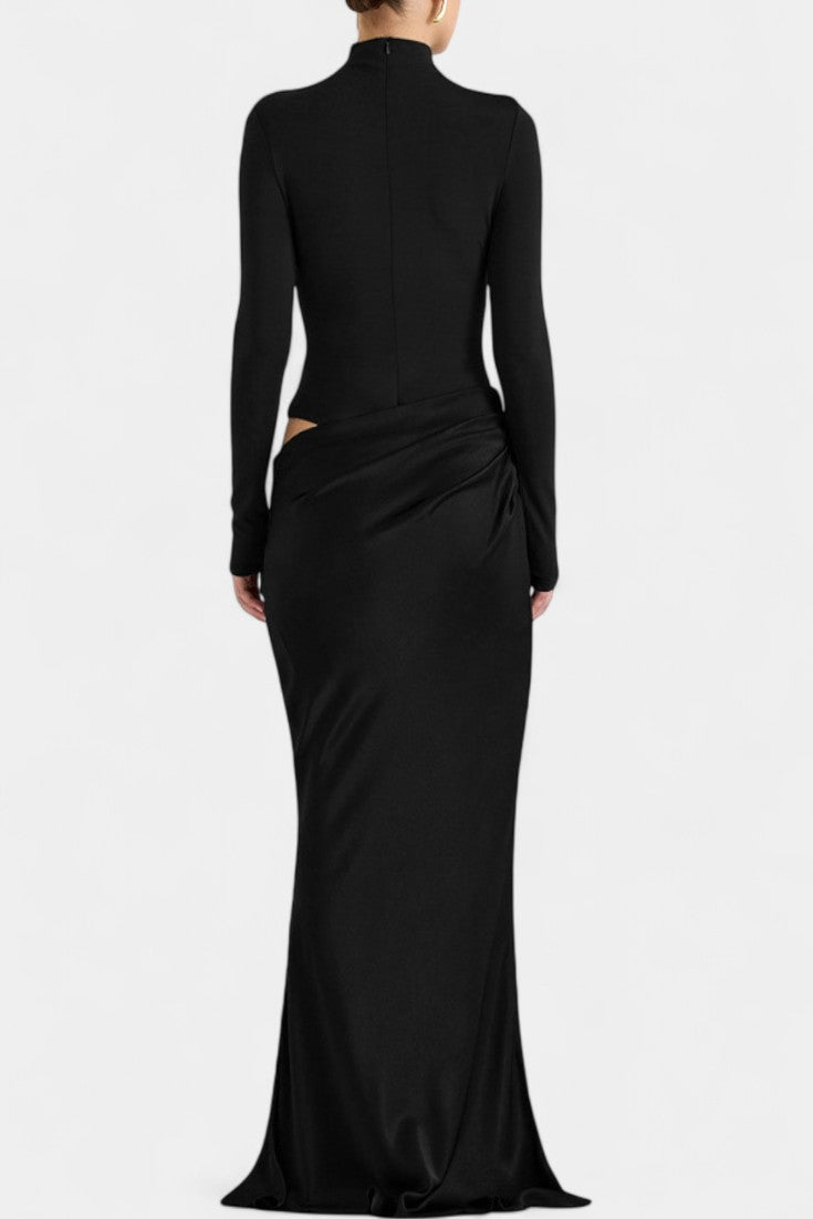 Tierra Robe Longue à Manches Longues et Découpe à la Taille