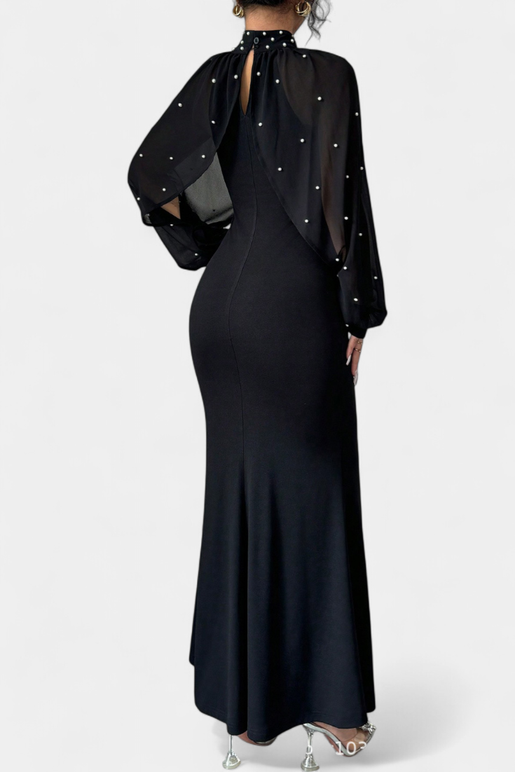 Atenea Robe Halter en Maille Perlée à Silhouette Ajustée