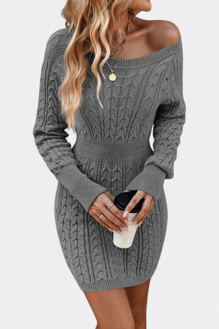 Valérie Robe Pull Ajustée à Maille Torsadée et Col Rond