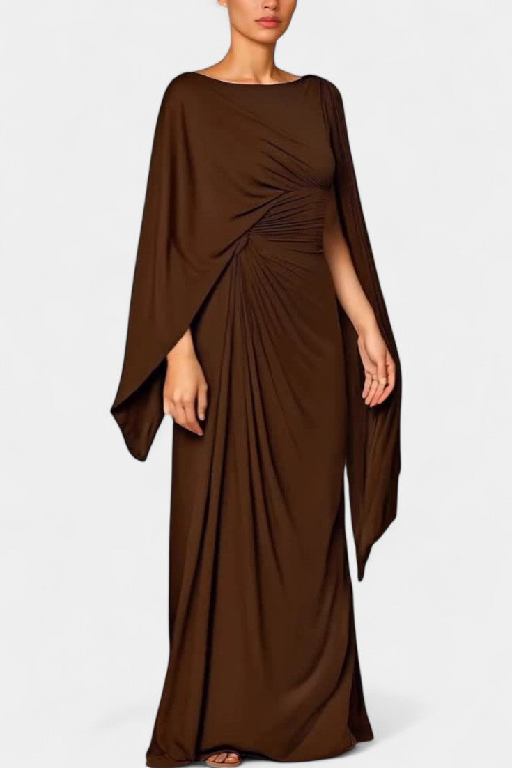 Lioree Robe Drapée à Cape Plissée et Silhouette Fluide
