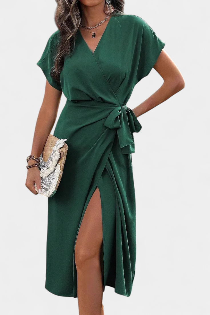 Begoña Robe Croisée à Ceinture Ajustable et Décolleté en V