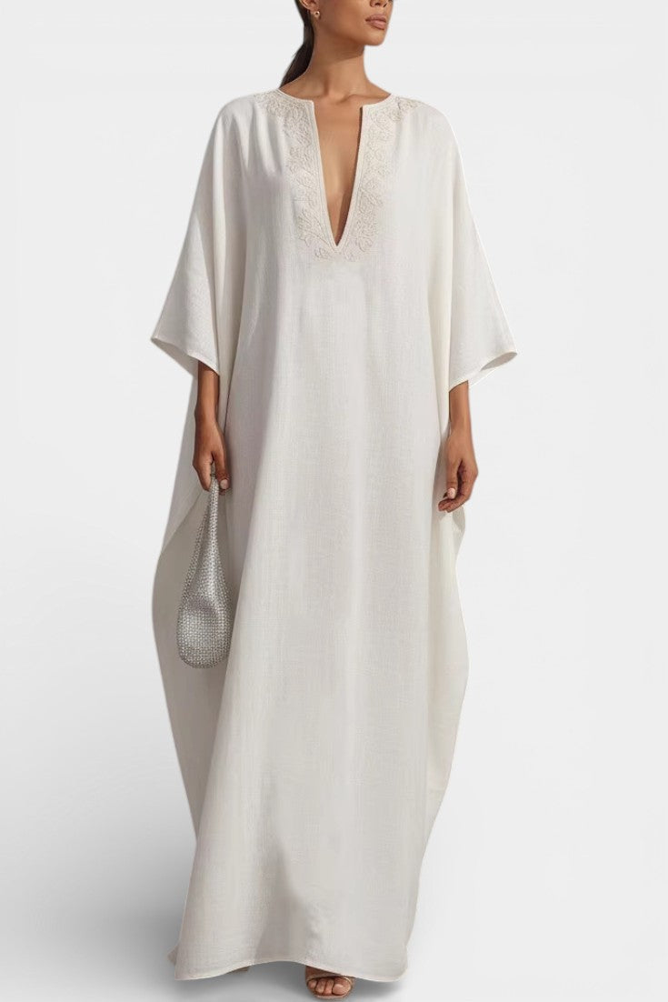 Ashira Robe Longue Fluide Imprimée à Décolleté en V