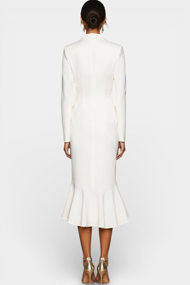 Lessie Robe Midi Tailleur à Volants Asymétriques
