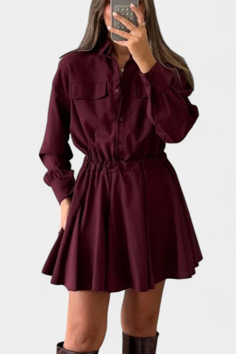 Rasine Robe Mini à Manches Longues et Silhouette Épurée