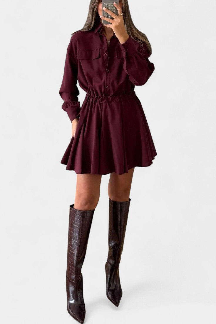 Rasine Robe Mini à Manches Longues et Silhouette Épurée