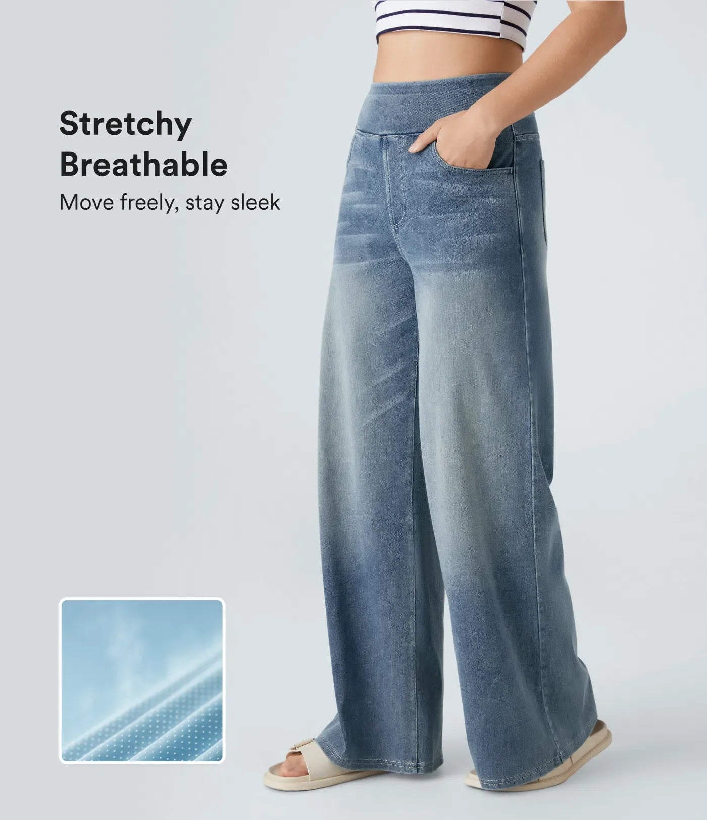 Maison La Veine™ | High Waisted Pockets Baggy Wide Leg Washed Casual Jeans