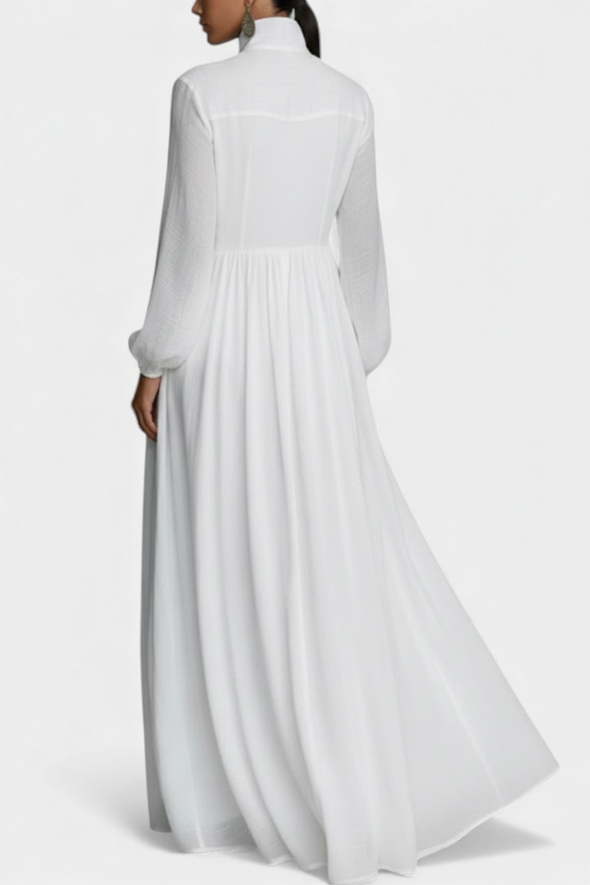 Marilou Robe Longue Minimaliste en Coton Flammé à l’Allure Feutrée