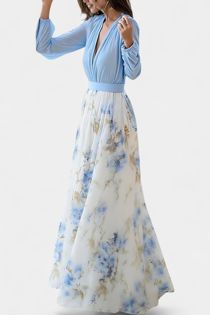 Eliane Robe Longue à Imprimé Floral Aquarelle