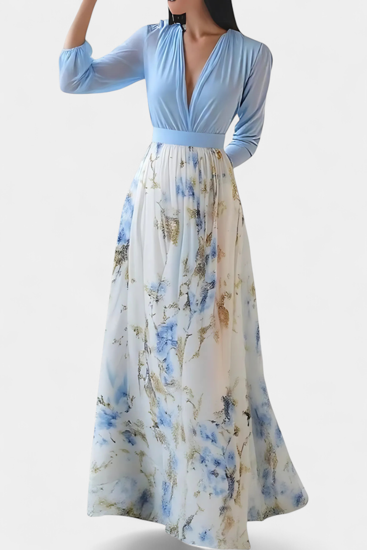 Eliane Robe Longue à Imprimé Floral Aquarelle