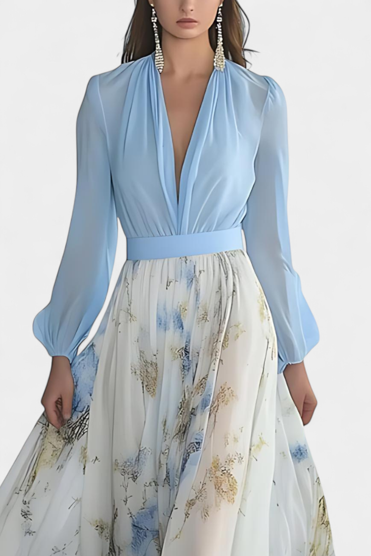 Eliane Robe Longue à Imprimé Floral Aquarelle