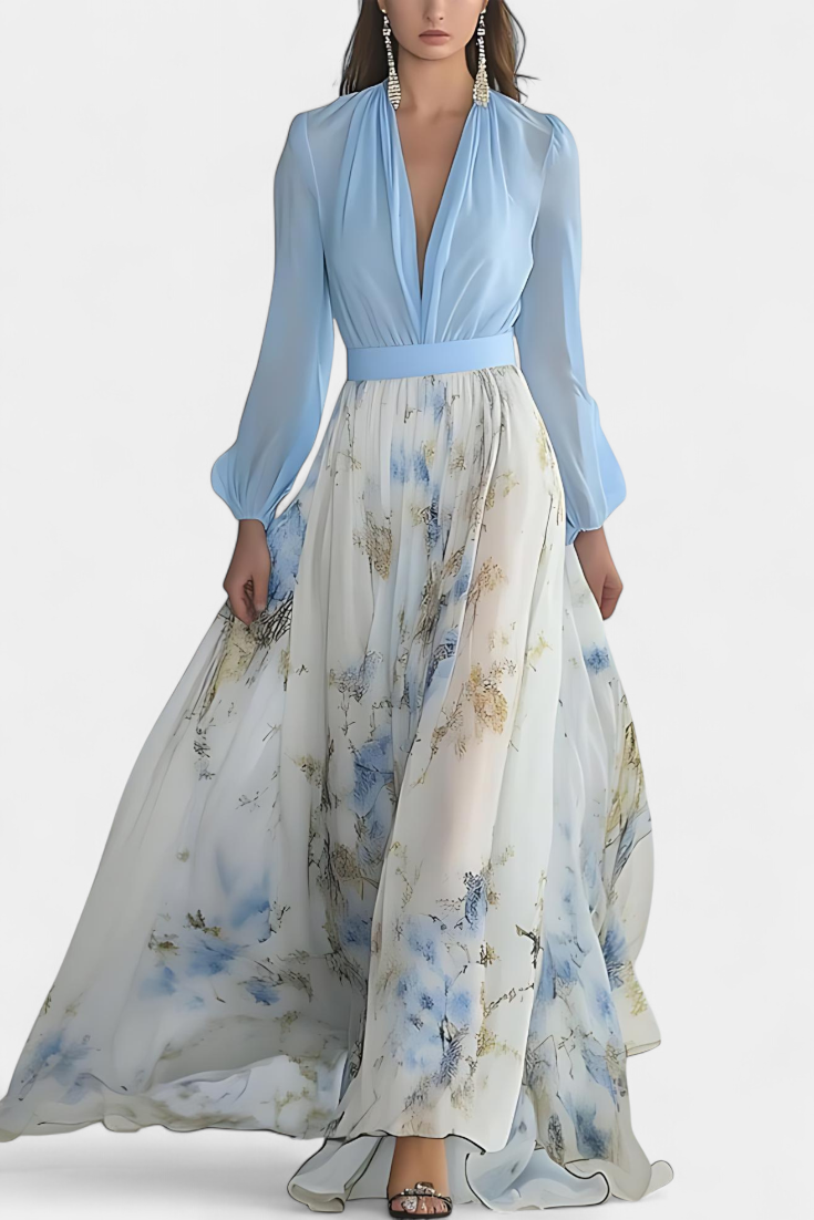 Eliane Robe Longue à Imprimé Floral Aquarelle