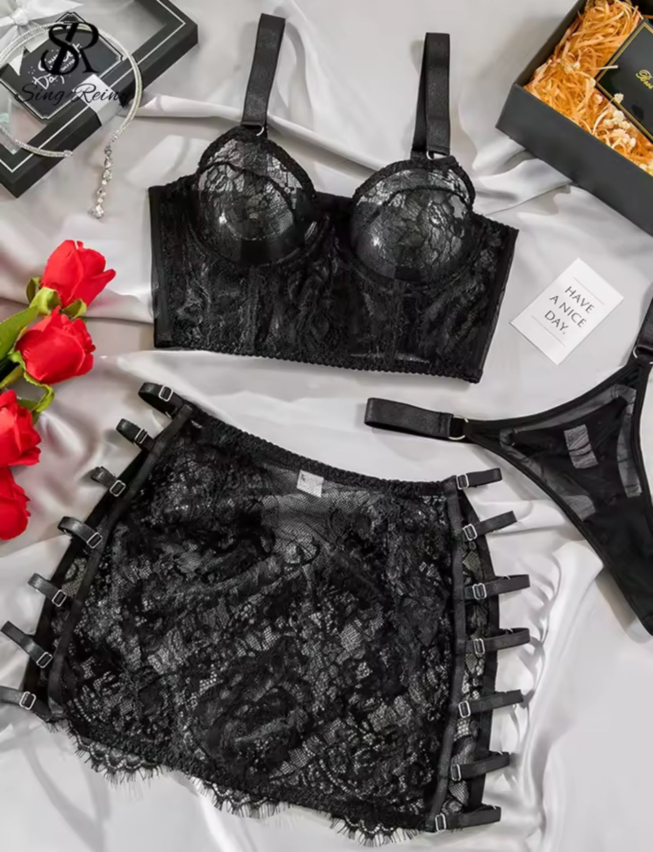 Maison La Veine™ | Ensemble Lingerie Rouge Désir
