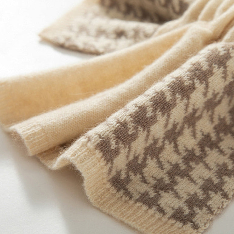 Maison La Veine™ | Écharpe Cachemire Motif Pied-de-Poule