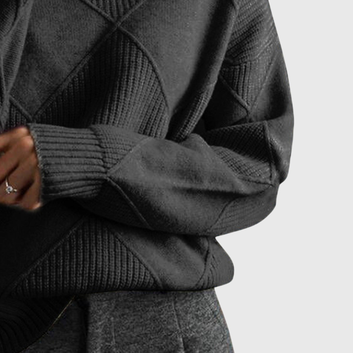 Maison La Veine™ | Pull Doux à Motif Géométrique et Col Roulé