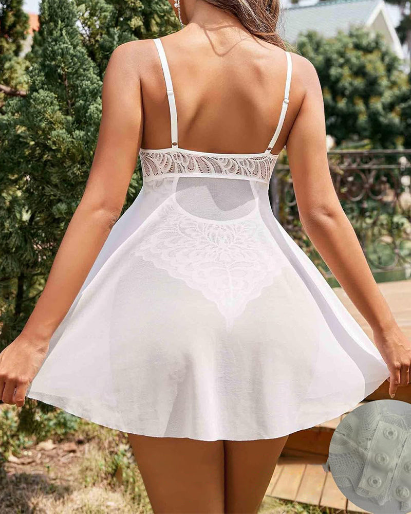Maison La Veine™ | Teddy en Dentelle Luxe avec Overlay en Maille Aérée