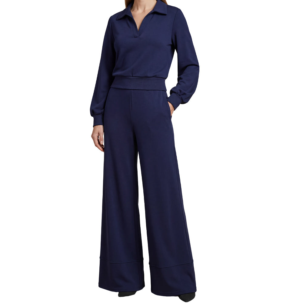 Amalia | Costume femme avec chemisier à revers et pantalon large