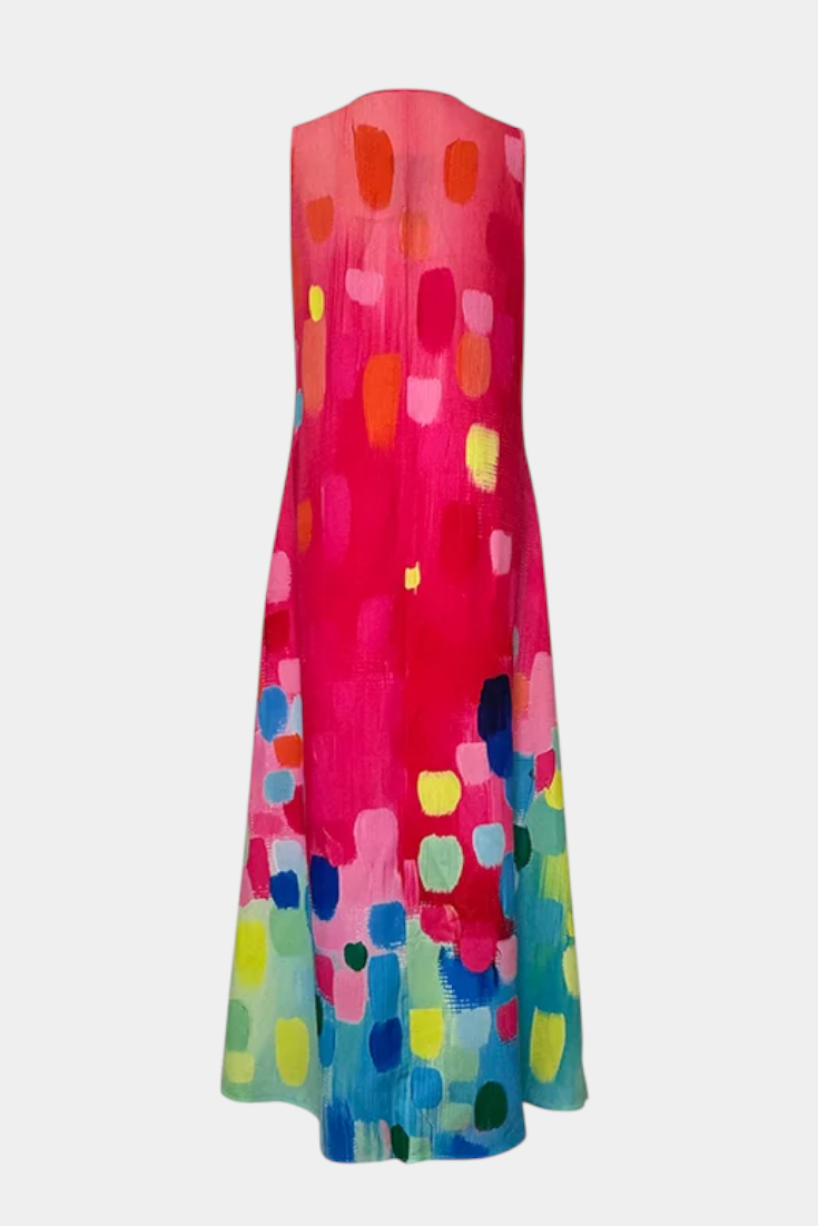 Enna Robe Longue Sans Manches à Imprimé Contrasté