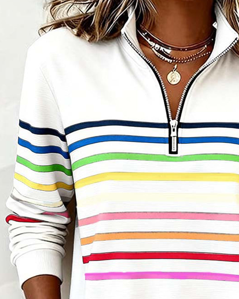 MARIE | PULL RAYÉ ÉLÉGANT À COL ZIPPÉ POUR UN STYLE CONFORTABLE AU QUOTIDIEN
