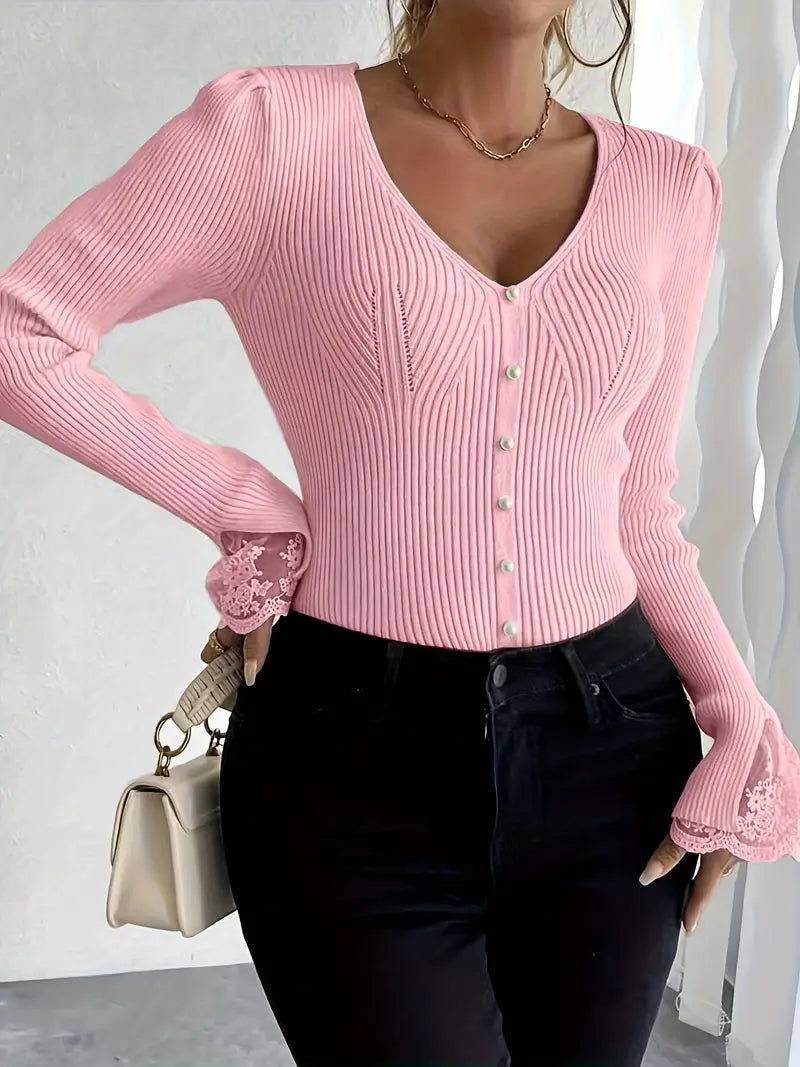 Maison La Veine™ | Pull en Dentelle à Col V