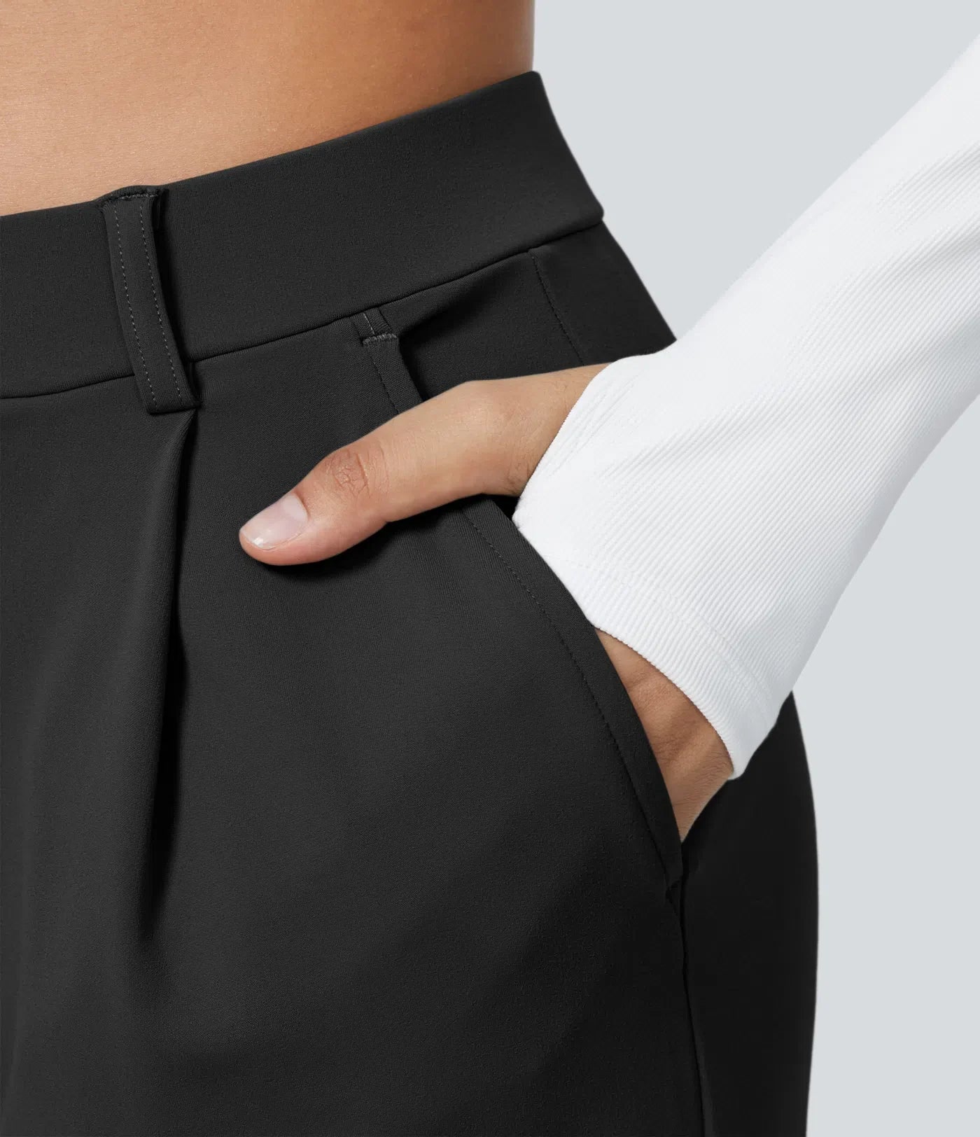 Maison La Veine™ | Pantalon Tailleur Taille Haute Plissé Poches Latérales Jambe Droite