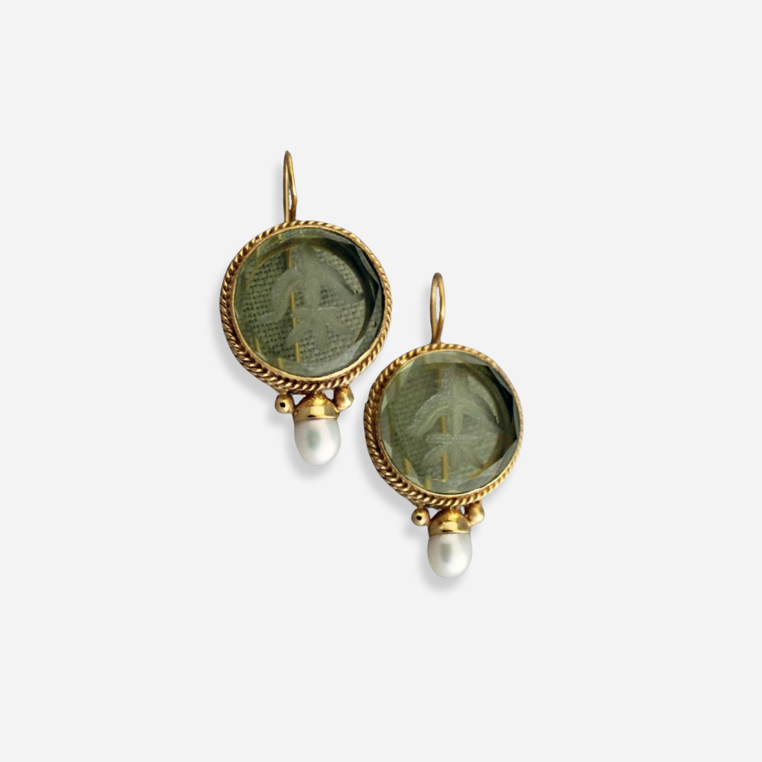 Maison La Veine™ | Boucles Vintage Pierre Verte