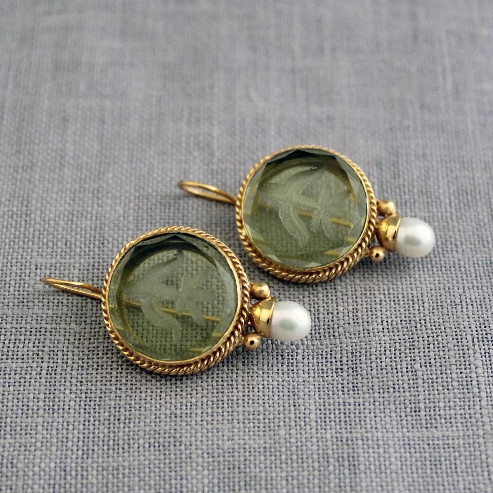 Maison La Veine™ | Boucles Vintage Pierre Verte
