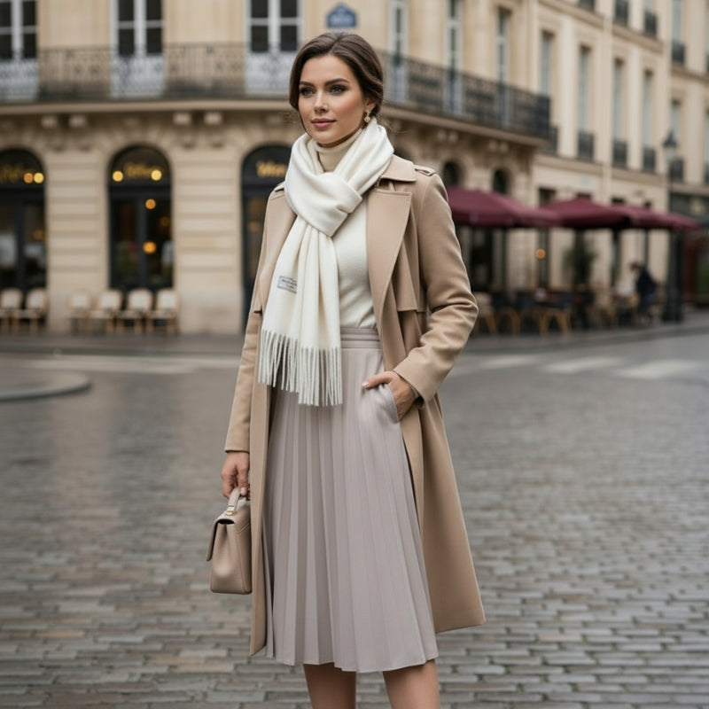 Maison La Veine™ | Echarpe à Franges Blanche