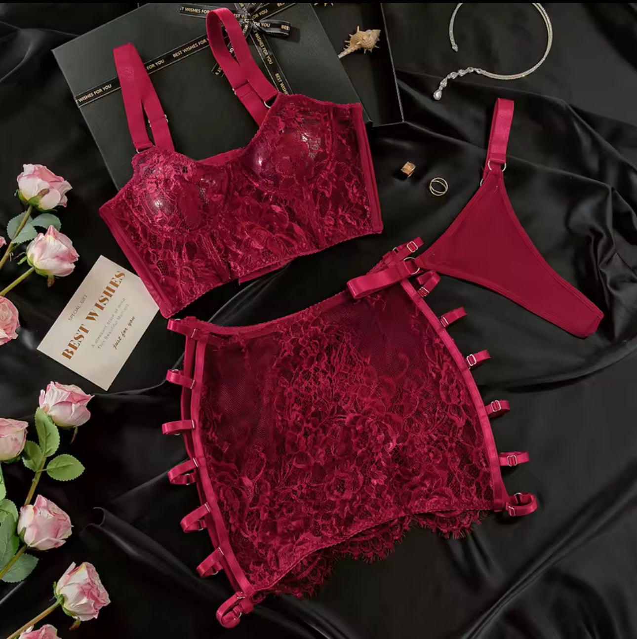Maison La Veine™ | Ensemble Lingerie Rouge Désir