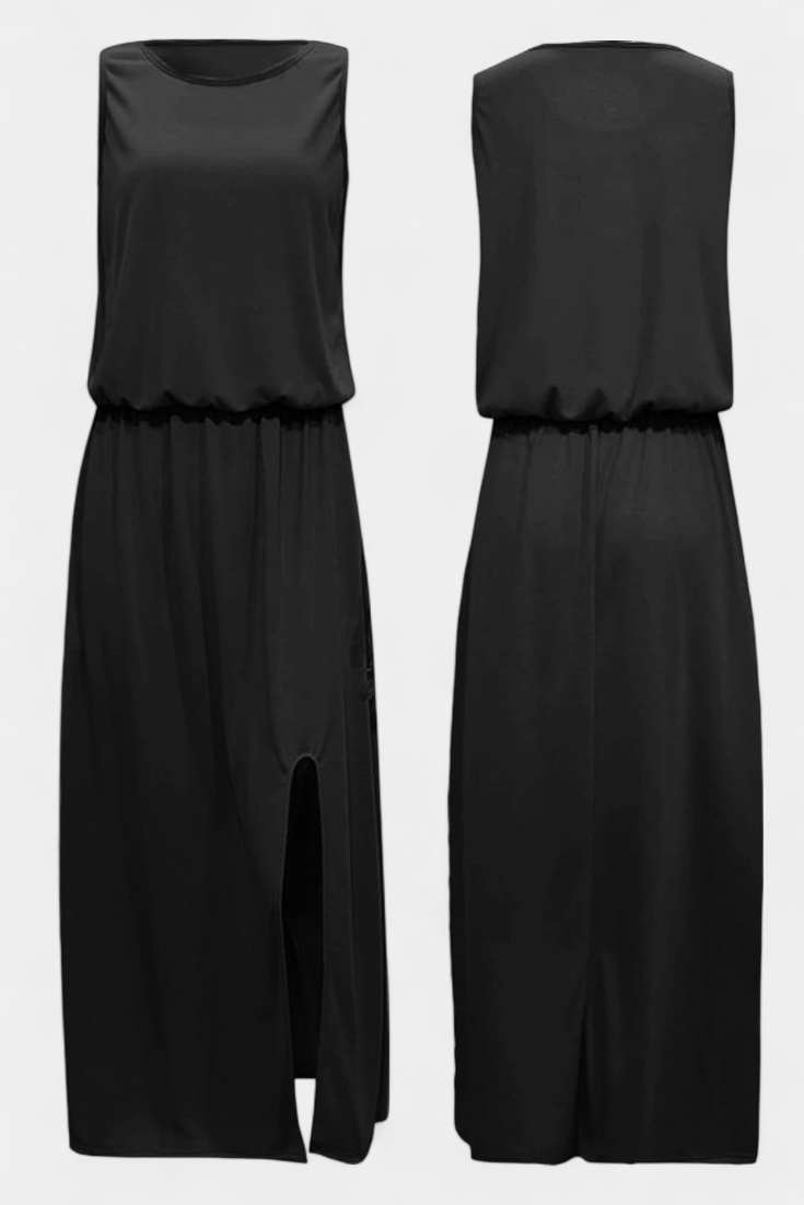 Dianne Robe Ample Sans Manches avec Fente Latérale