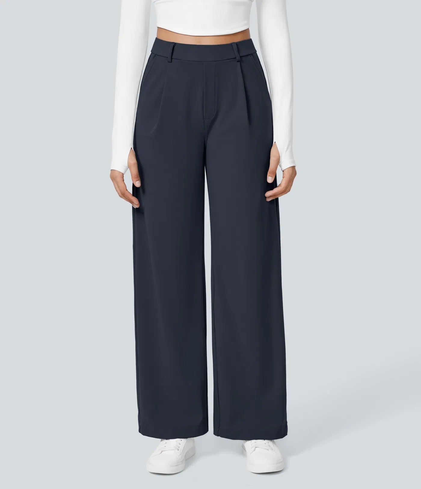 Maison La Veine™ | Pantalon Tailleur Taille Haute Plissé Poches Latérales Jambe Droite