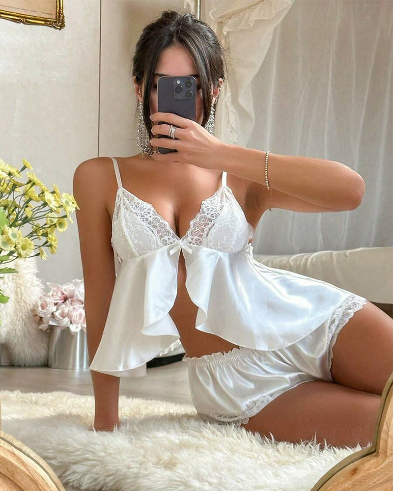 Maison La Veine™ | Pyjama de Luxe pour Femmes avec Détails en Dentelle et Volants