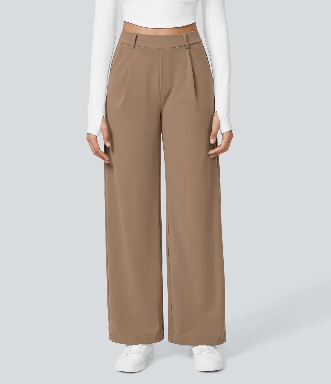 Maison La Veine™ | Pantalon Tailleur Taille Haute Plissé Poches Latérales Jambe Droite