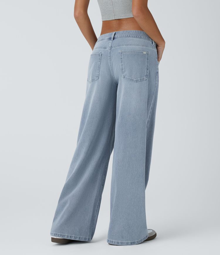 Maison La Veine™ | Jean large asymétrique taille basse avec bouton