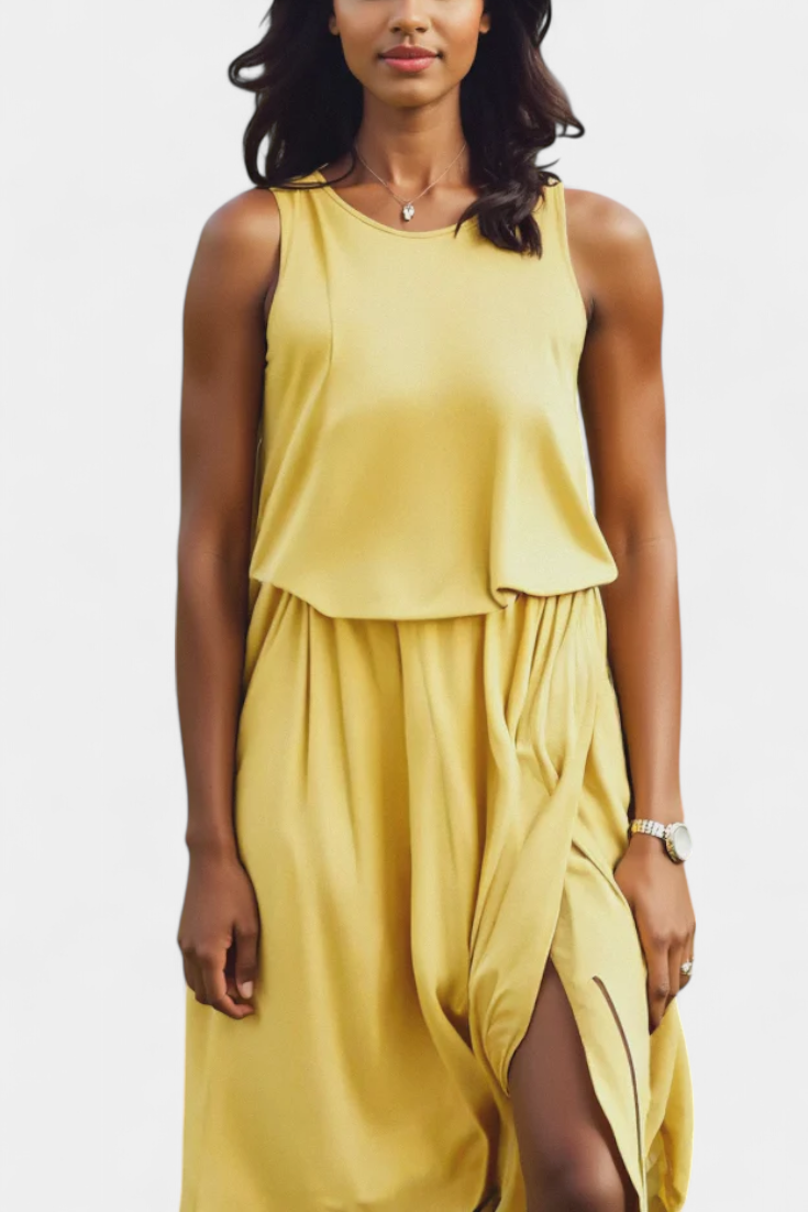 Dianne Robe Ample Sans Manches avec Fente Latérale