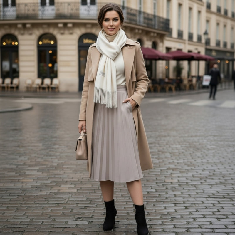 Maison La Veine™ | Echarpe à Franges Blanche