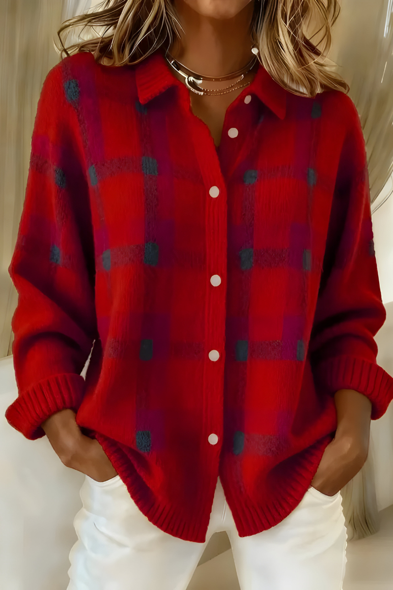 Maison La Veine™ | Cardigan en Tricot Doux à Carreaux
