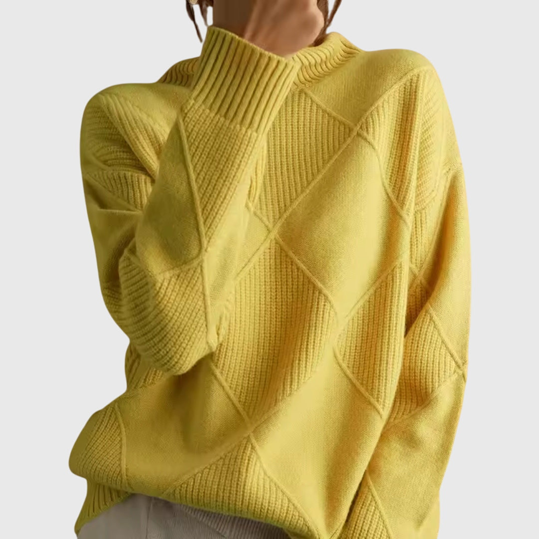 Maison La Veine™ | Pull Doux à Motif Géométrique et Col Roulé