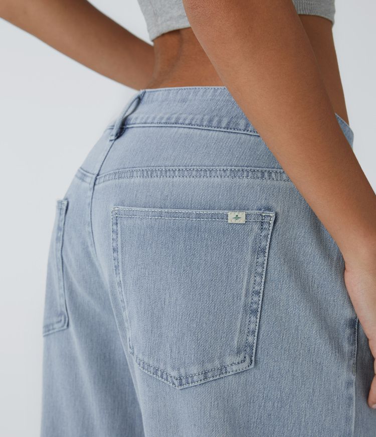 Maison La Veine™ | Jean large asymétrique taille basse avec bouton