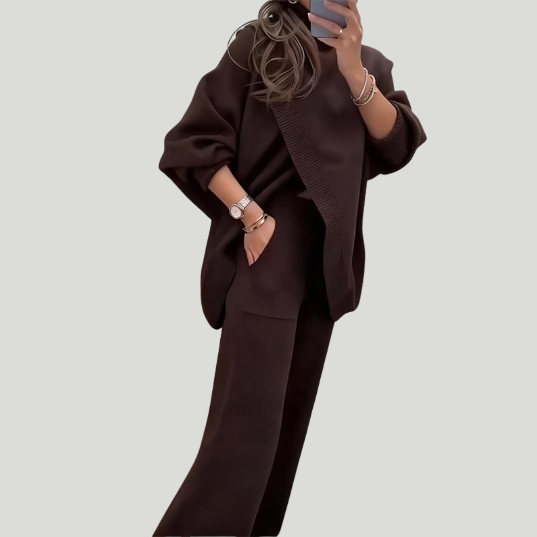 Sanne | Ensemble 2 pièces – Pull asymétrique + pantalon large