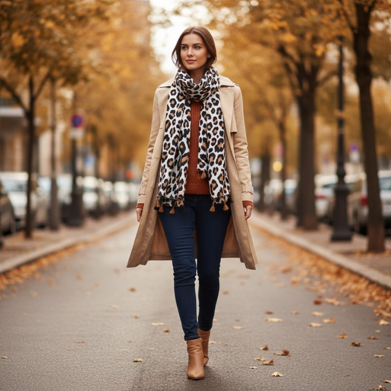 Maison La Veine™ | Echarpe Fine Léopard