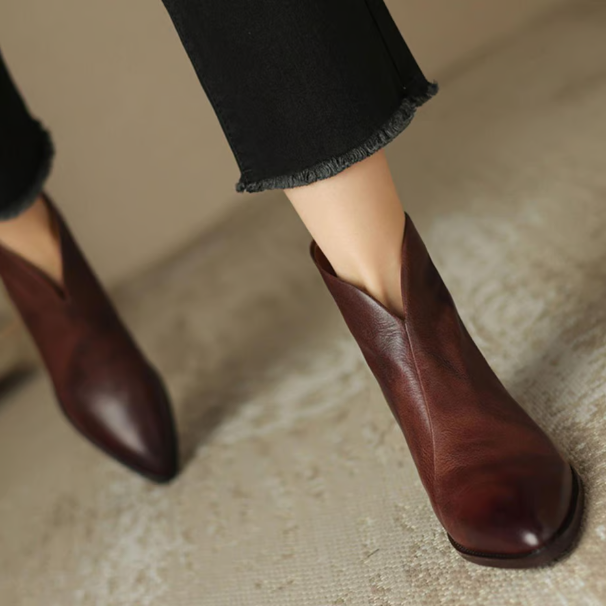 Maison La Veine™ | Bottines à Talon Bas en Luxe