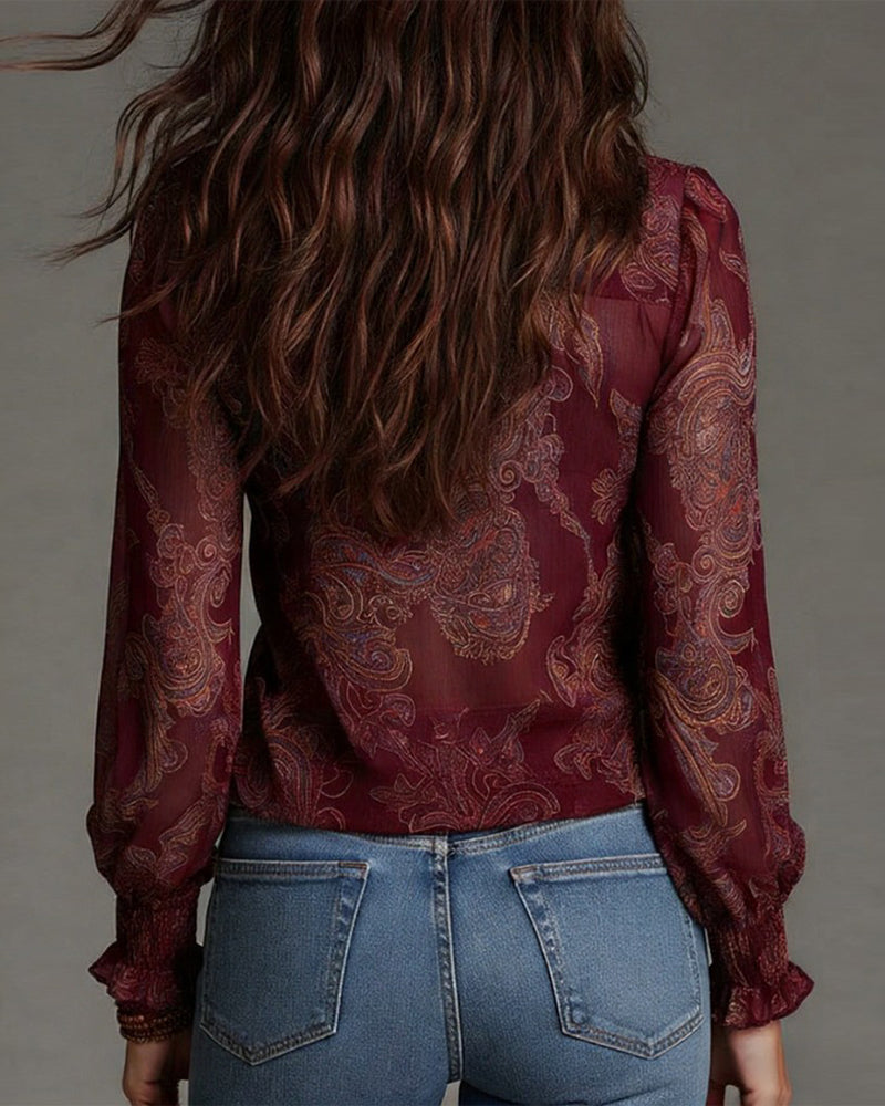 Élise | Blouse bohème chic à volants et col zippé